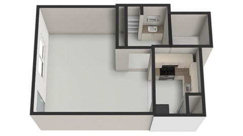 Floor plan for studio, 1 bath, 412 sqft